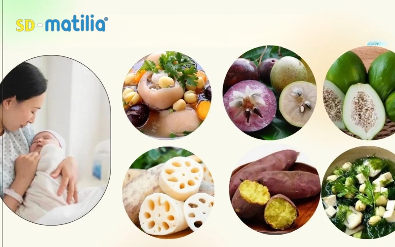 Mẹ nên tăng cường ăn đa dạng các loại thực phẩm tươi, có tính lợi sữa