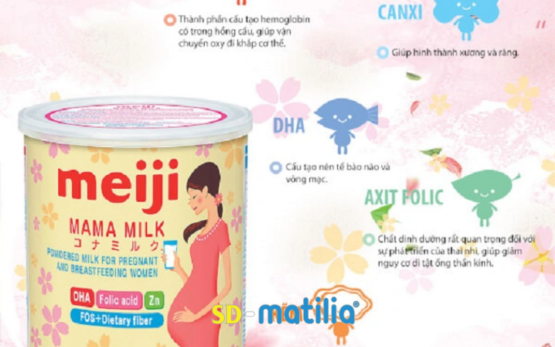 Meiji cũng là loại sữa bầu giàu Omega-3 được nhiều mẹ bầu yêu thích