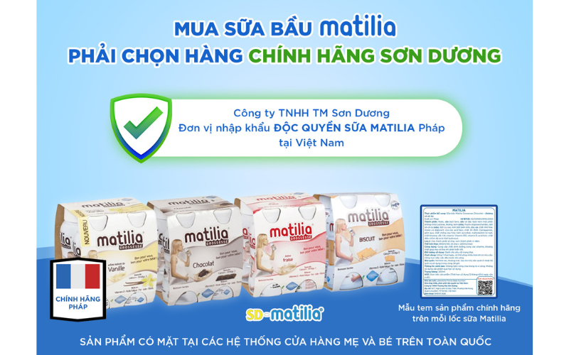 Sữa bầu Matilia chính hãng do công ty TNHH TM Sơn Dương phân phối độc quyền