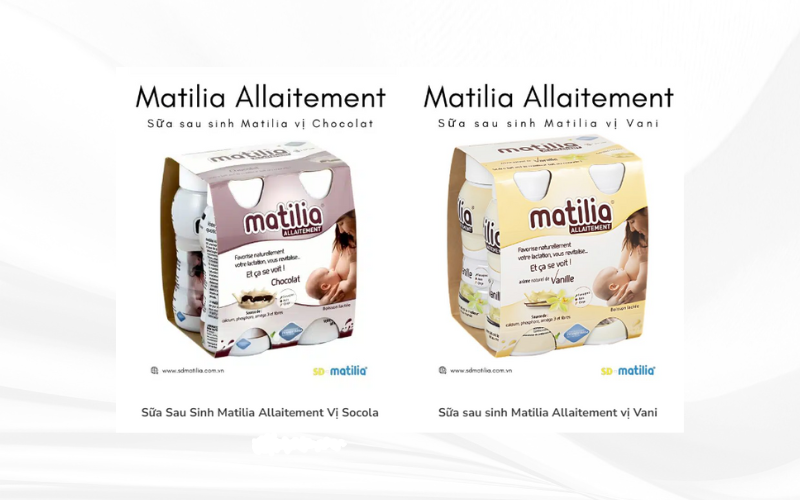 Sữa sau sinh Matilia xuất xứ từ Pháp, đầy đủ dưỡng chất, dễ uống giúp mẹ giữ dáng bé khỏe mạnh
